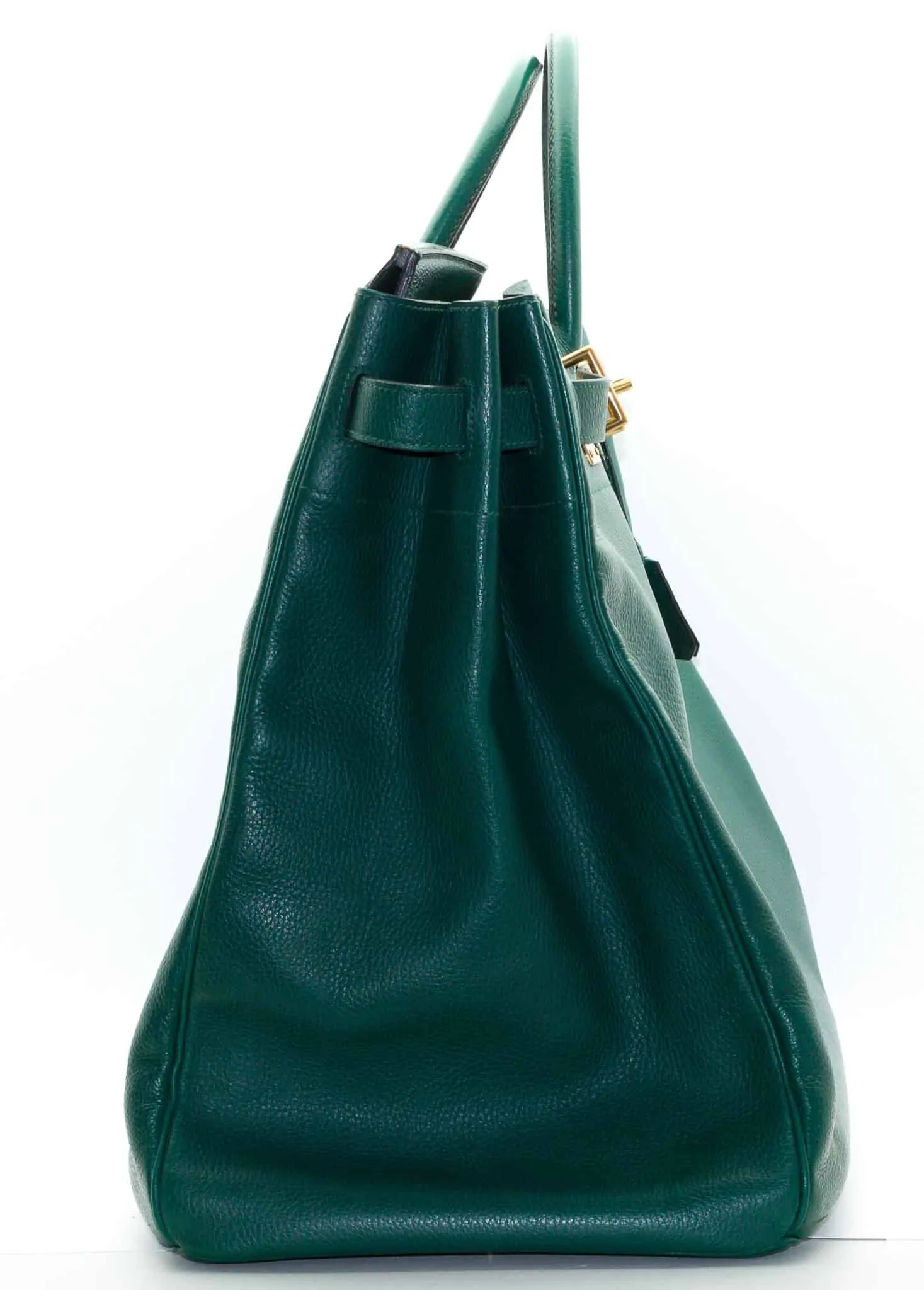 Pre-owned Hermes 1992 Hac Haut À Courroie 55 Bag In Green