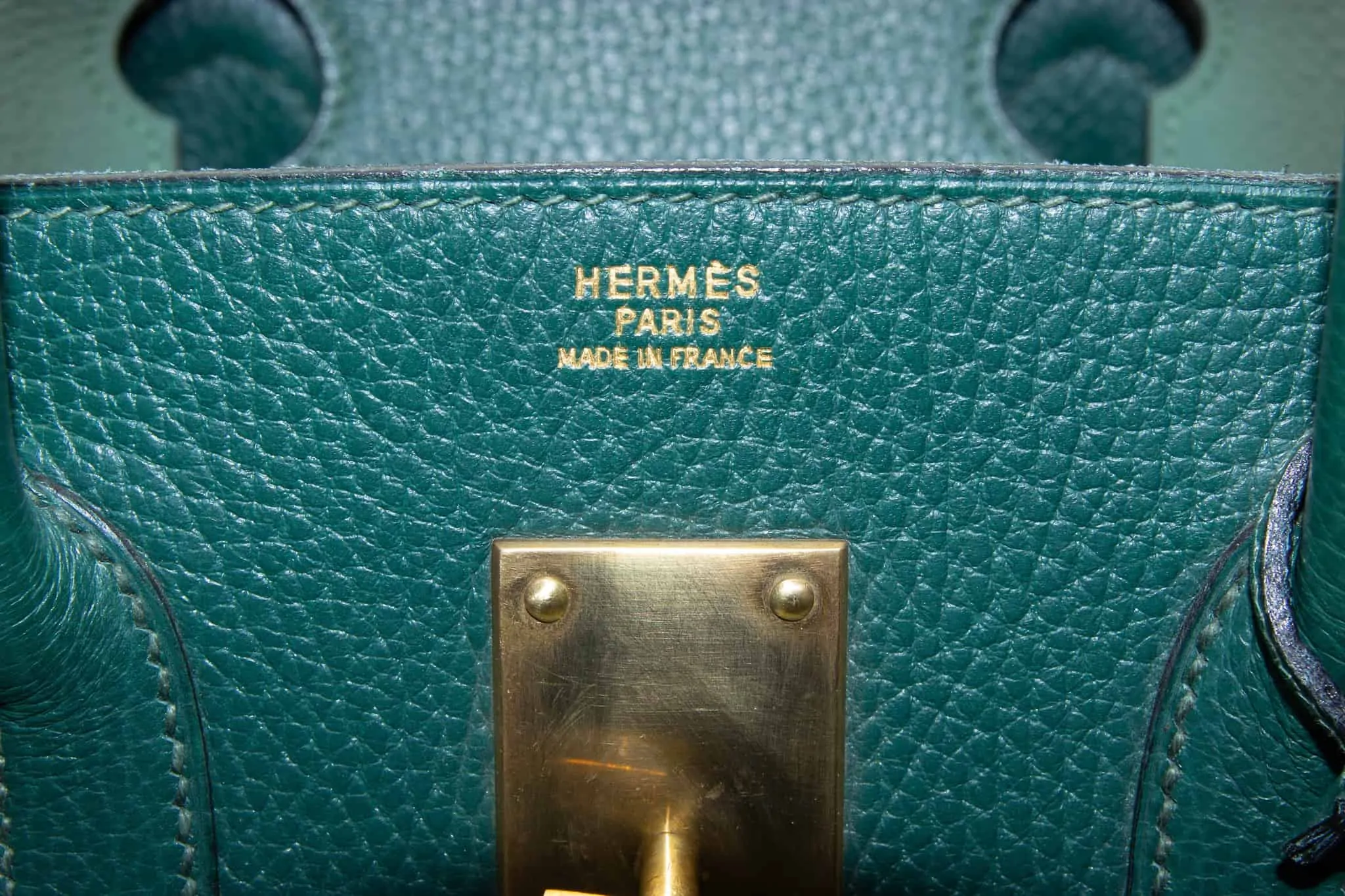 Hermes Birkin Handbag Malachite Togo with Gold Hardware 30