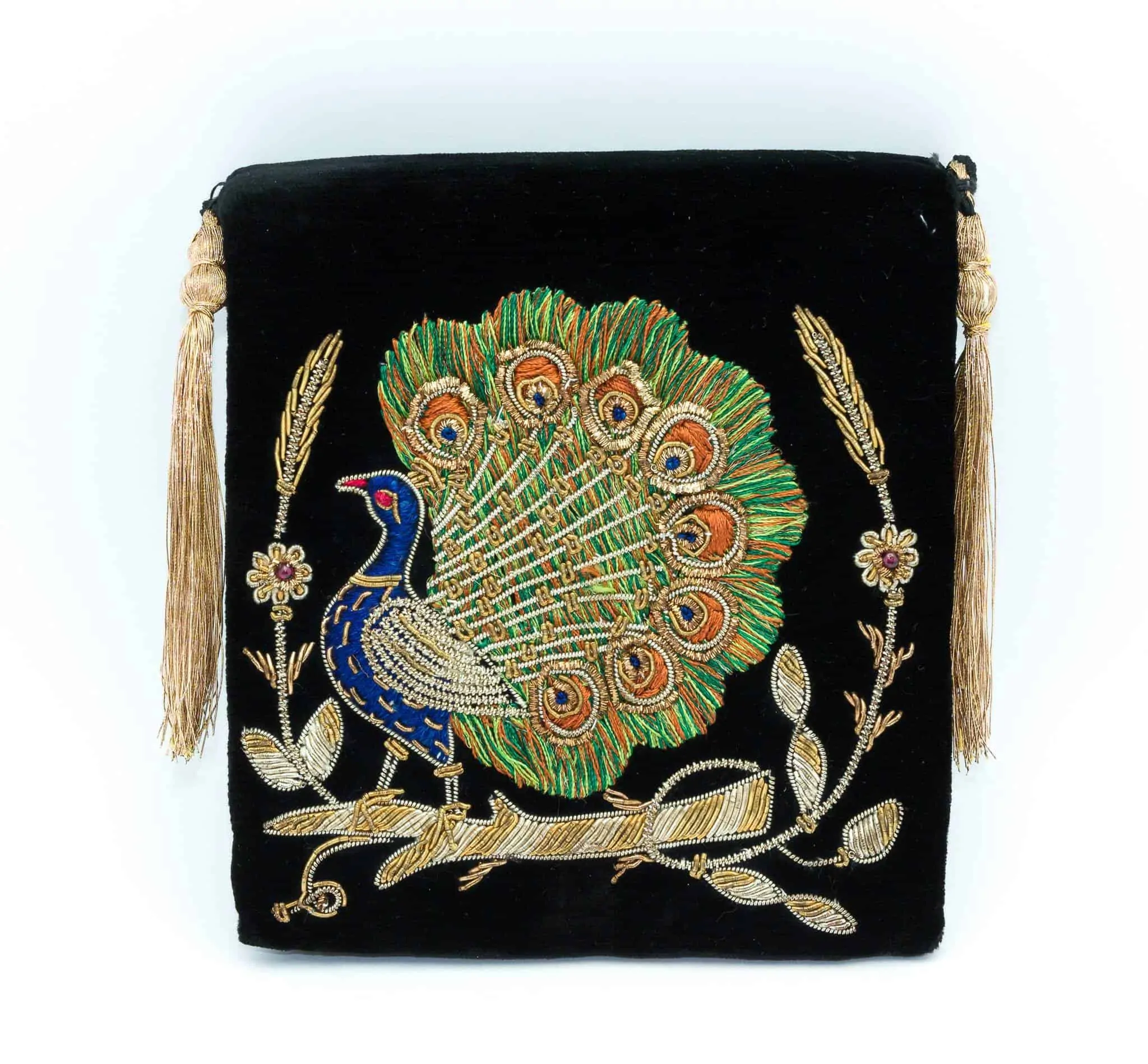 Vintage Designer Bag With Hand Painted Peacock