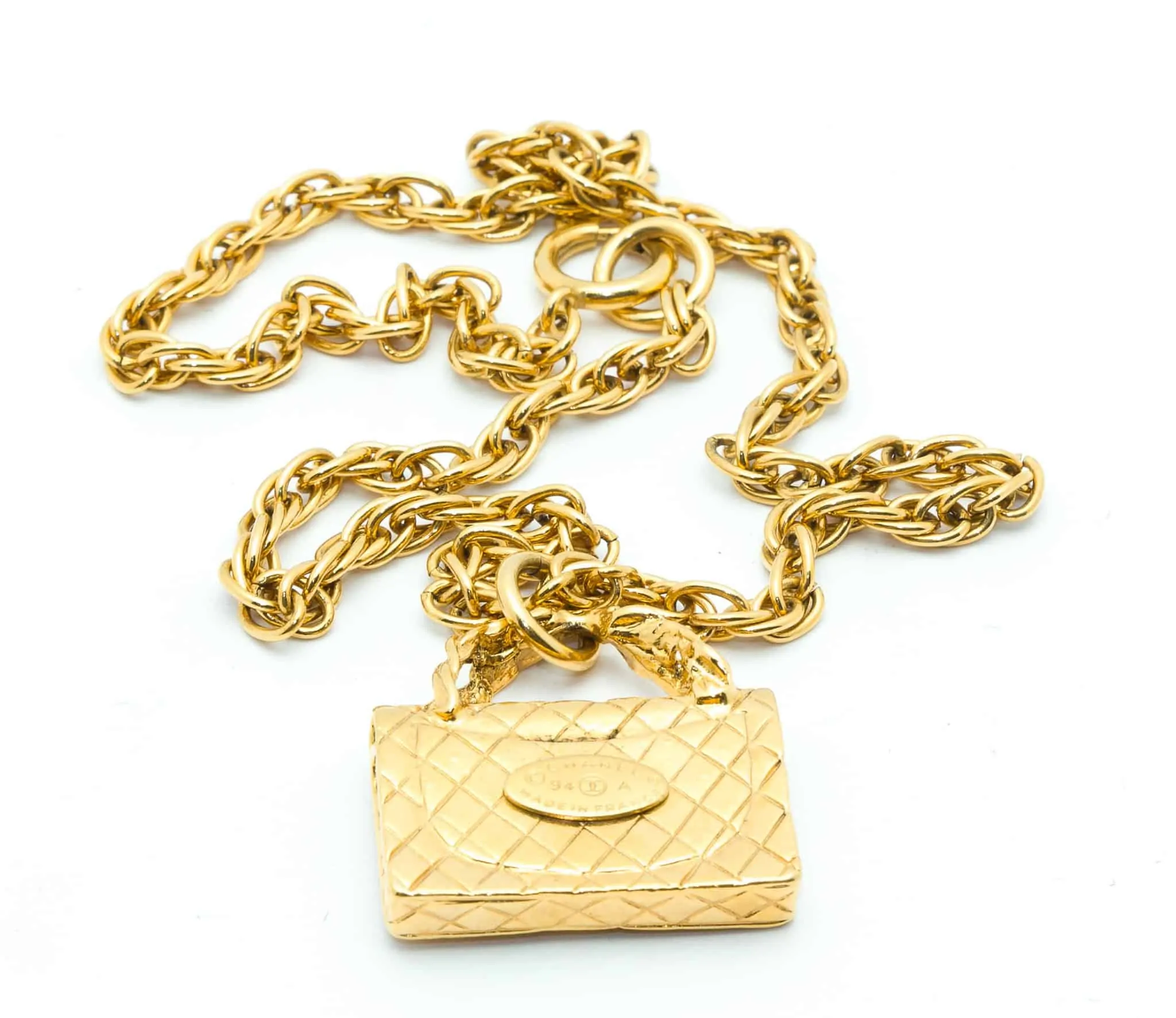 CHANEL Pre-Owned 1994 bag charm chain-link necklace, Gold