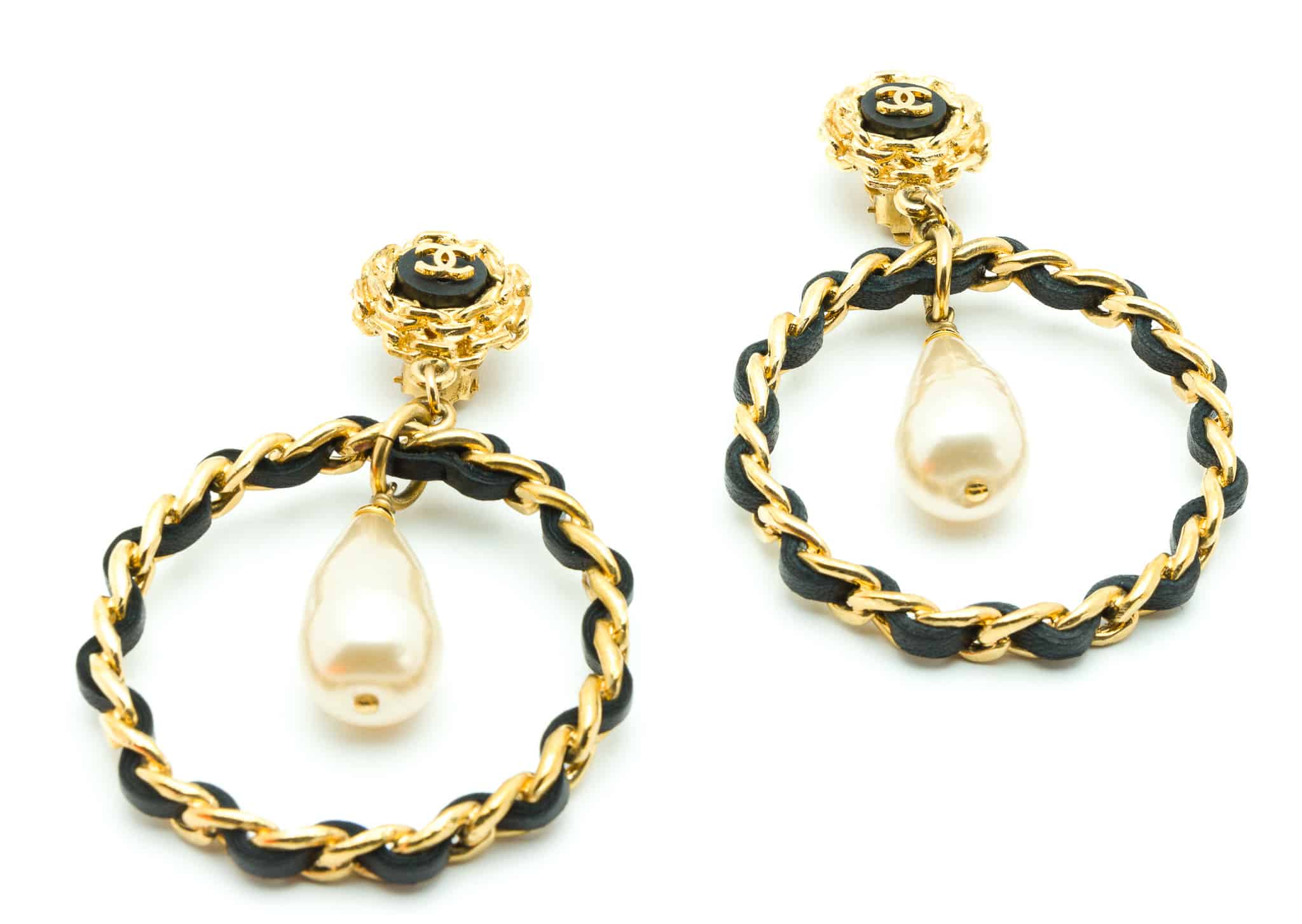 Chanel Collector Rock Pearl Loop Earrings 1993