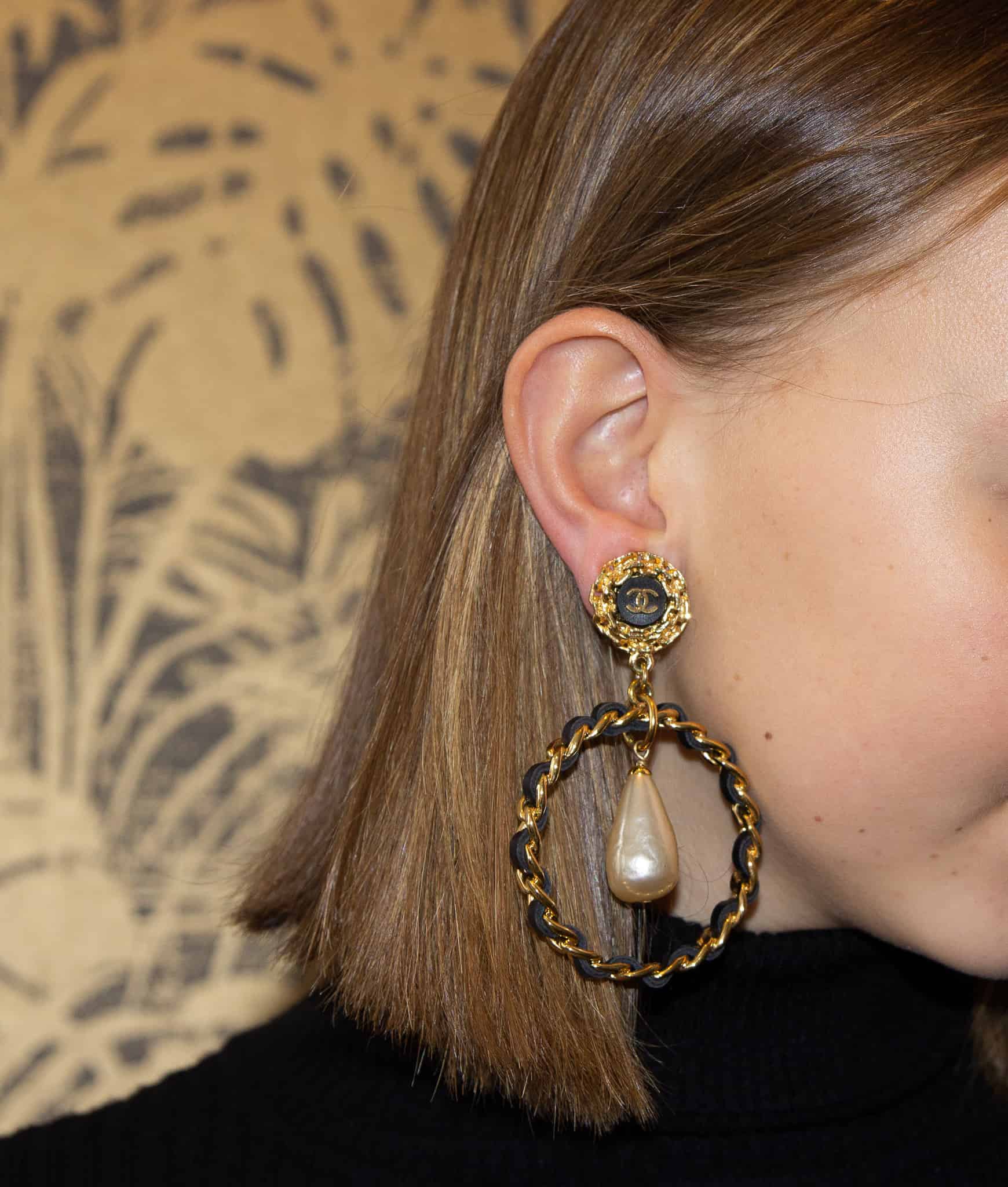 Chanel Collector Rock Pearl Loop Earrings 1993 | Katheley's