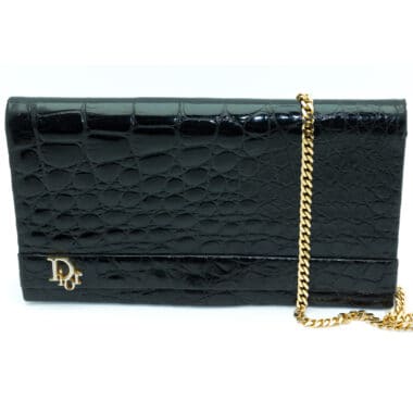 Dior Vintage Black Croco Noir 70s Bag Collector Vip Special Gift Katheleys (1) Square