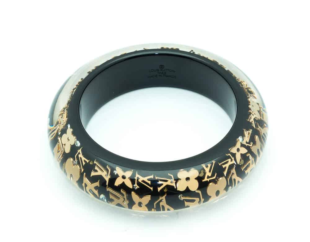 Louis Vuitton Black Resin Gold Tone Monogram Inclusion Ring Size 56 Louis  Vuitton