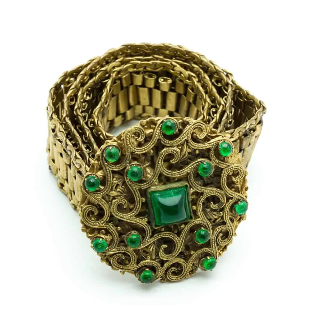 Rare Chanel by Robert Goossens Belt Emerald Gripoix Glass c.1960 -  Katheley's