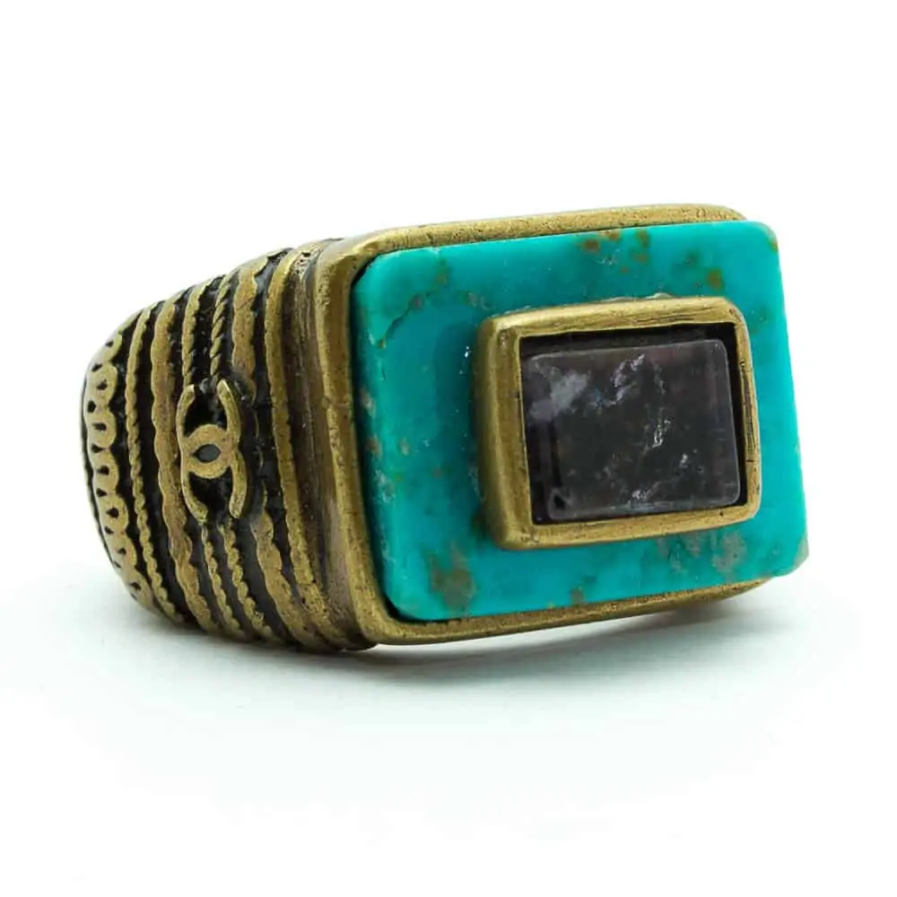 Reserved - Chanel amethyst and turquoise vintage ring c.2000 - Katheley's
