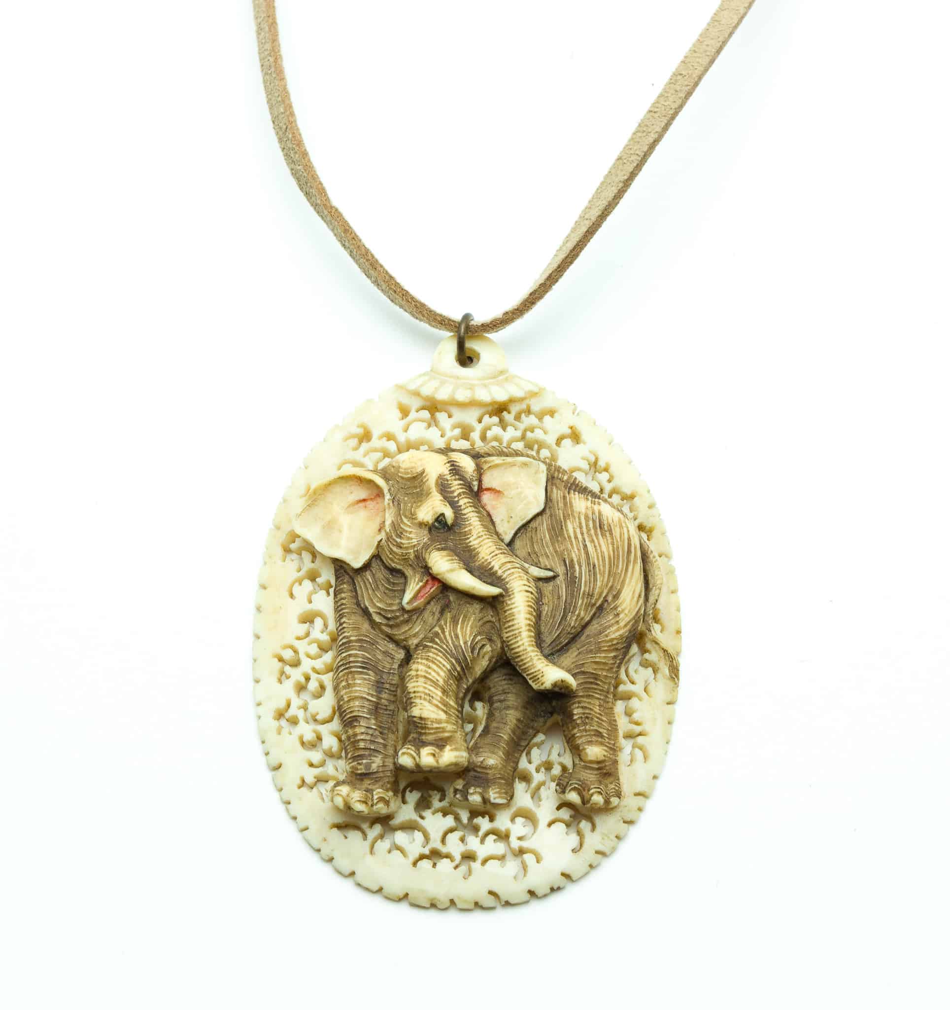 Vintage Carved Bone Elephant Necklace – Estate Beads & Jewelry