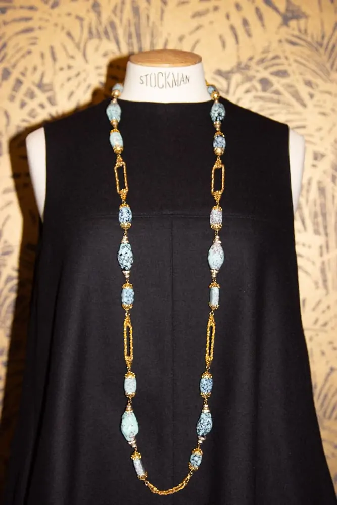 DSF Antique Jewelry Coco Chanel Gripoix Turquoise Necklace Earrings Set