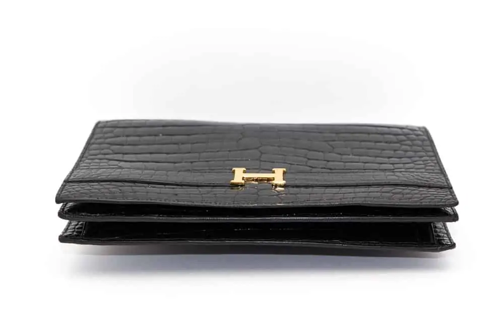 Reserved - Hermes Vintage Black Porosus Croco clutch/bag 1976
