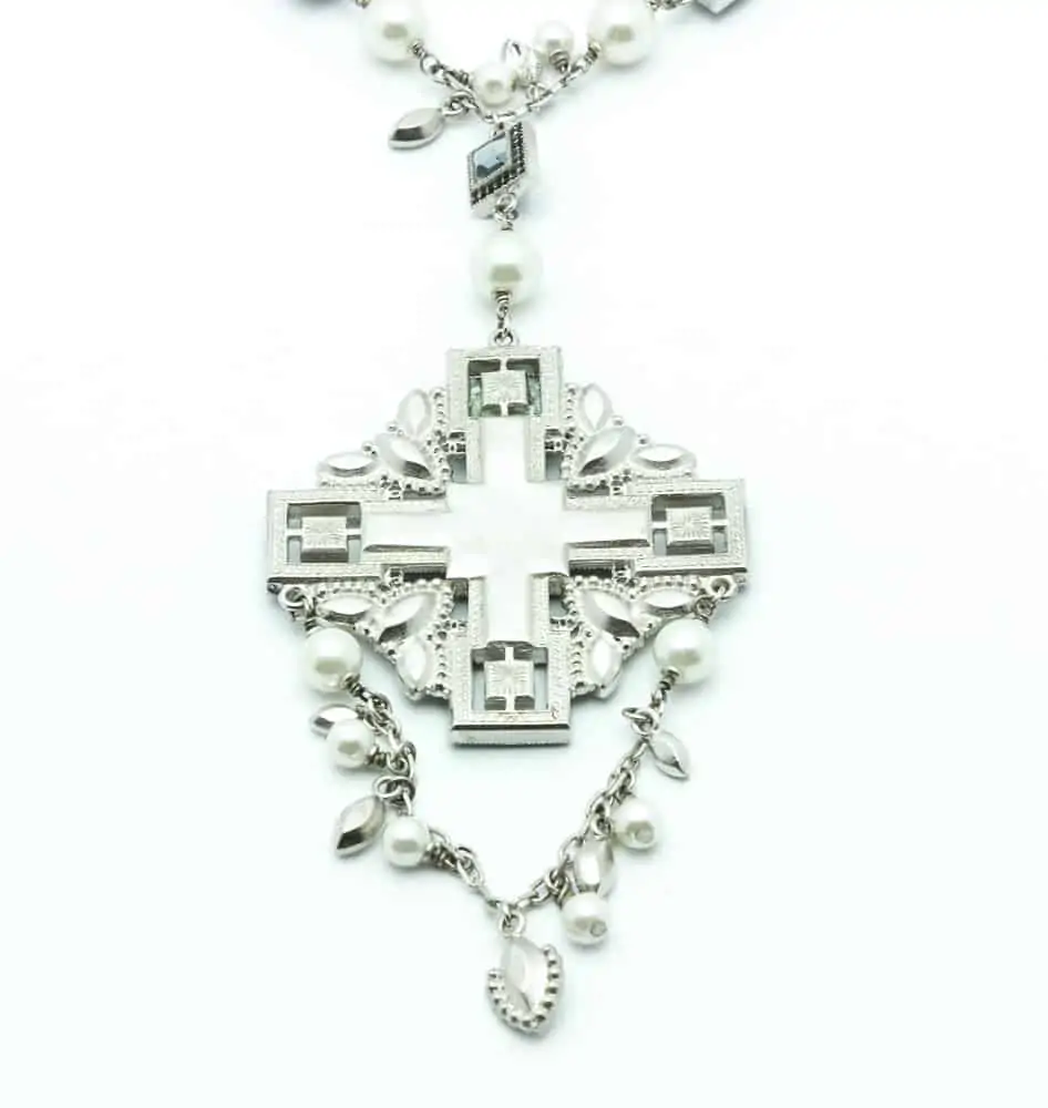 Chanel Croisières Gorgeous crystal black & white cross necklace