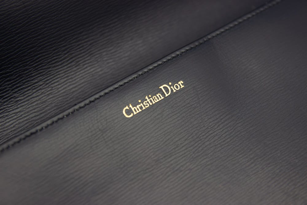 Christian Dior vintage Navy clutch bag chrome late 60s – 70s | Katheley's