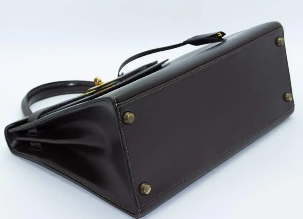 Hermes Chocolate Brown Box Leather Kelly Bag