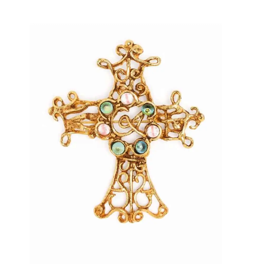 Christian Lacroix Gorgeous Cross Brooch Vintage 90s