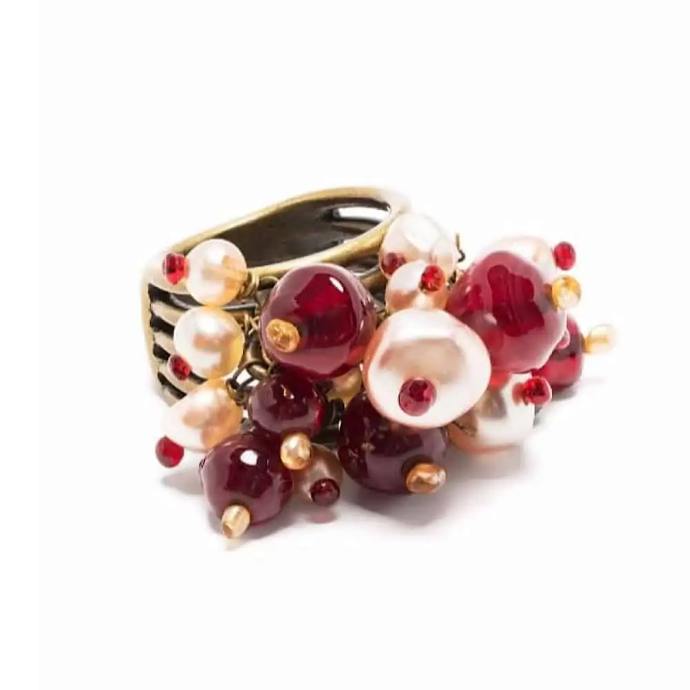 Chanel Gripoix glass & baroque pearls ring 2000 - Katheley's
