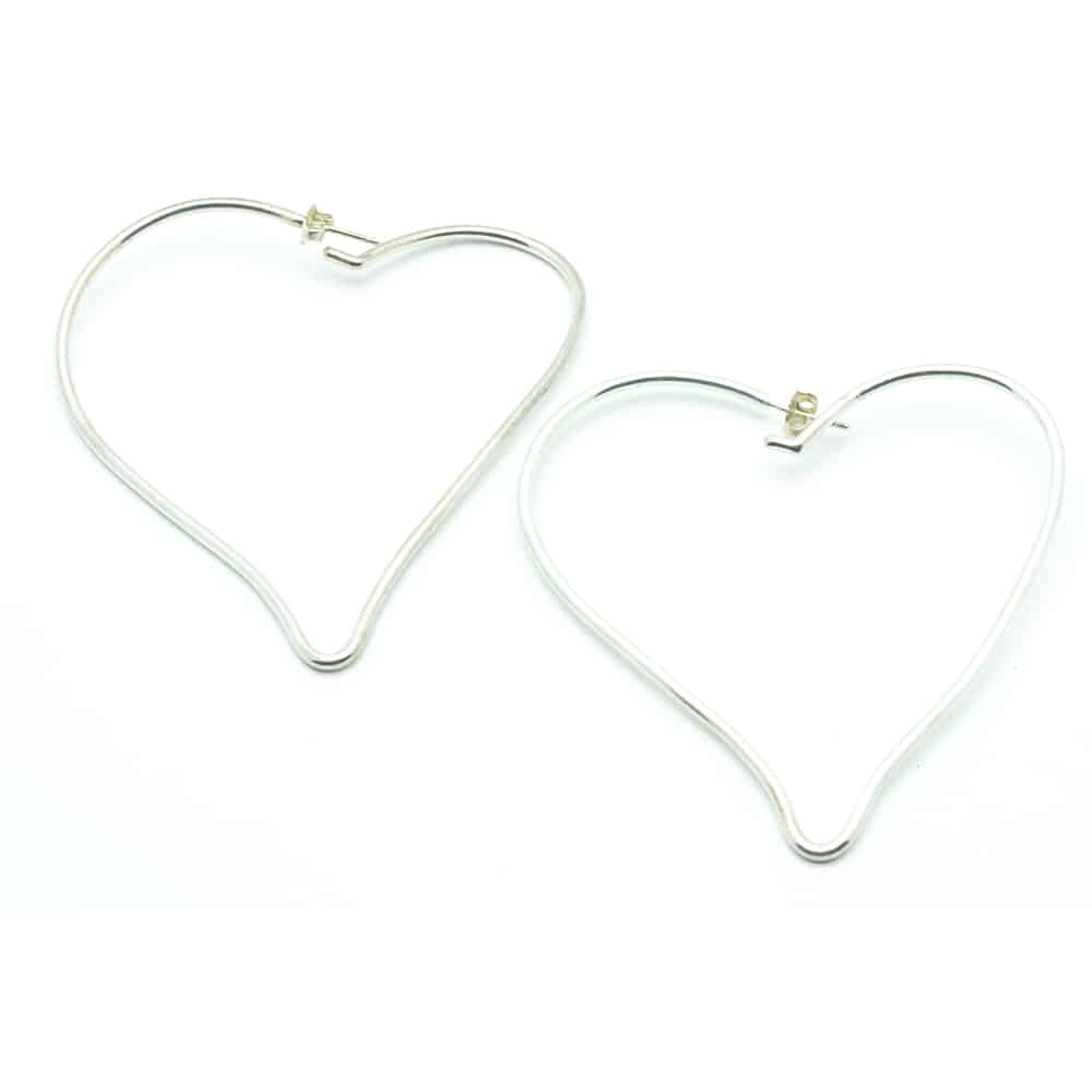 Chanel Vintage Silver Large Heart pierced Earrings c.2000