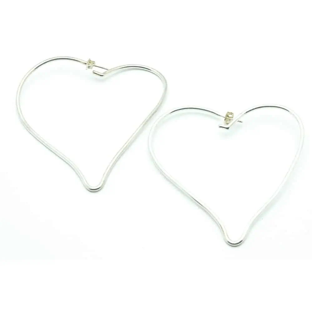 Chanel Vintage Silver Large Heart pierced Earrings c.2000 - Katheley's