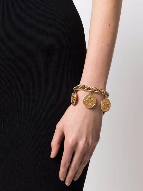 GIANNI VERSACE Bracelet Bangle Chain Medusa Black Bijou Gold GP authentic |  eBay