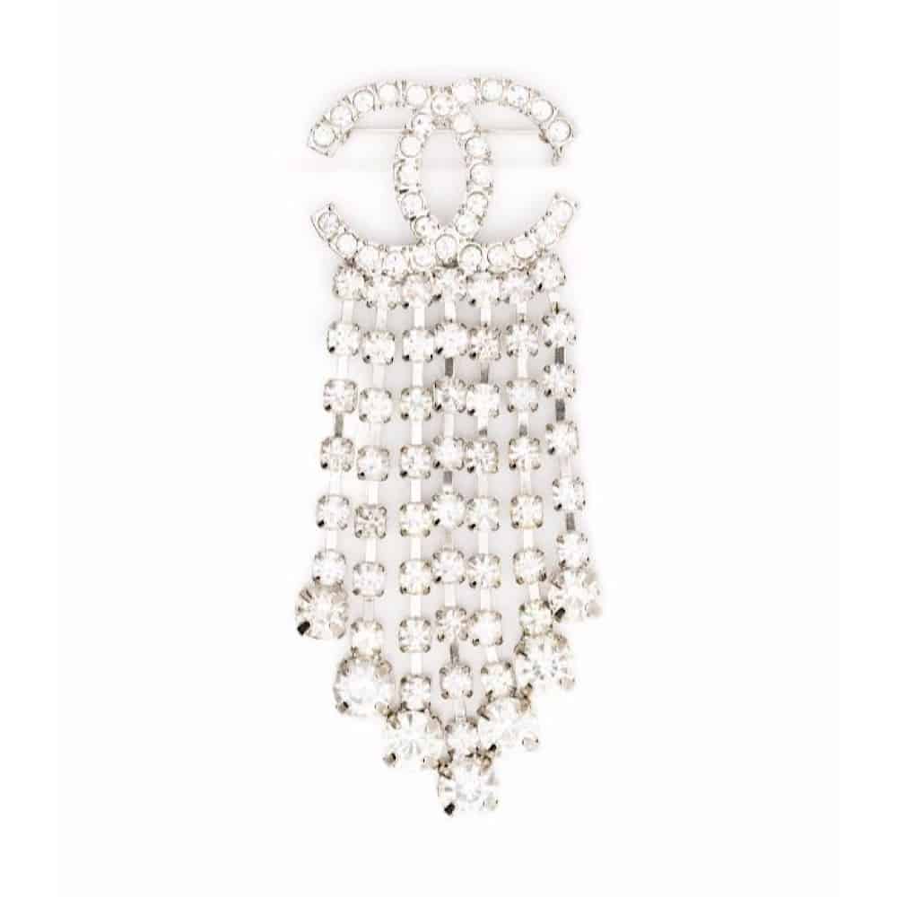Chanel Gorgeous Crystal logo dangling brooch 2018