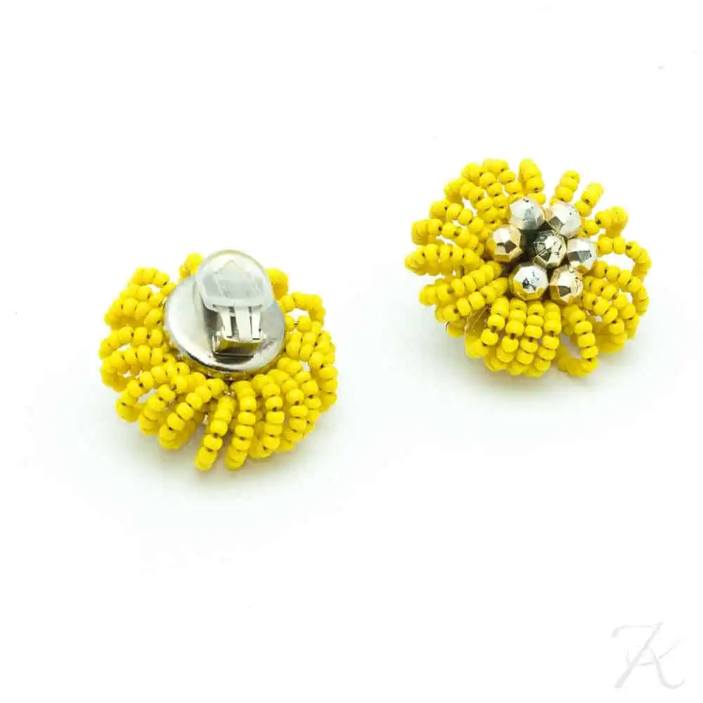Louis Vuitton Gold-tone Colored Stones Clip-on Flower Earrings